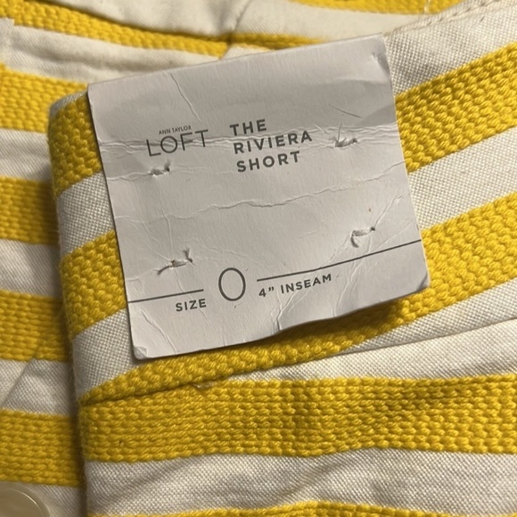 🌺ANN TAYLOR LOFT “The Riviera” Boat Shorts in Yellow / White Stripes Size 0 NWT🌺 - Picture 10 of 11